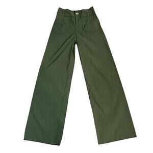 Anthropologie Maeve The Colette Pant Size 24 Petite Wide Leg Green Full Length